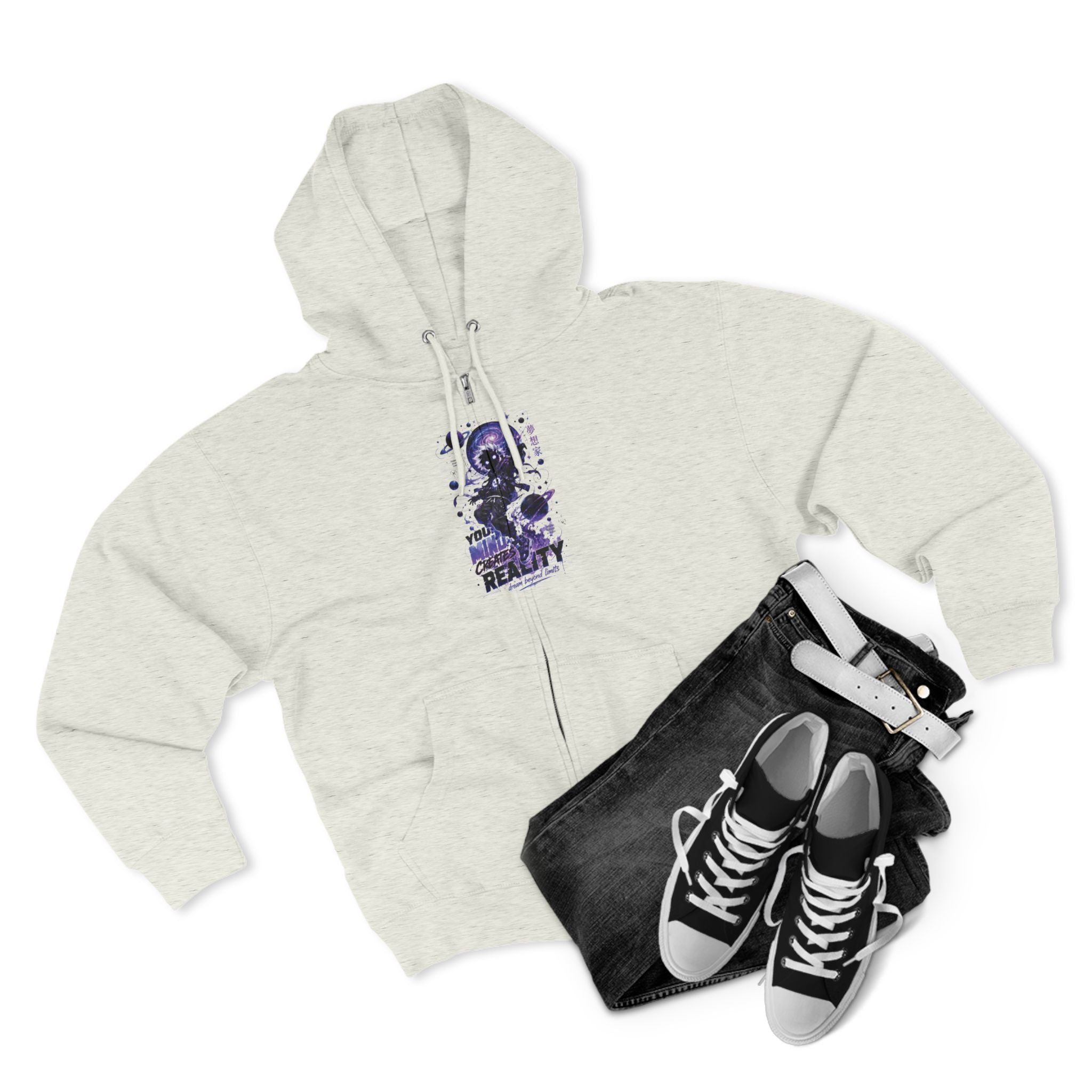 Dream Beyond Limits Zip Hoodie — Gothic Purple Graphic Zip-Up