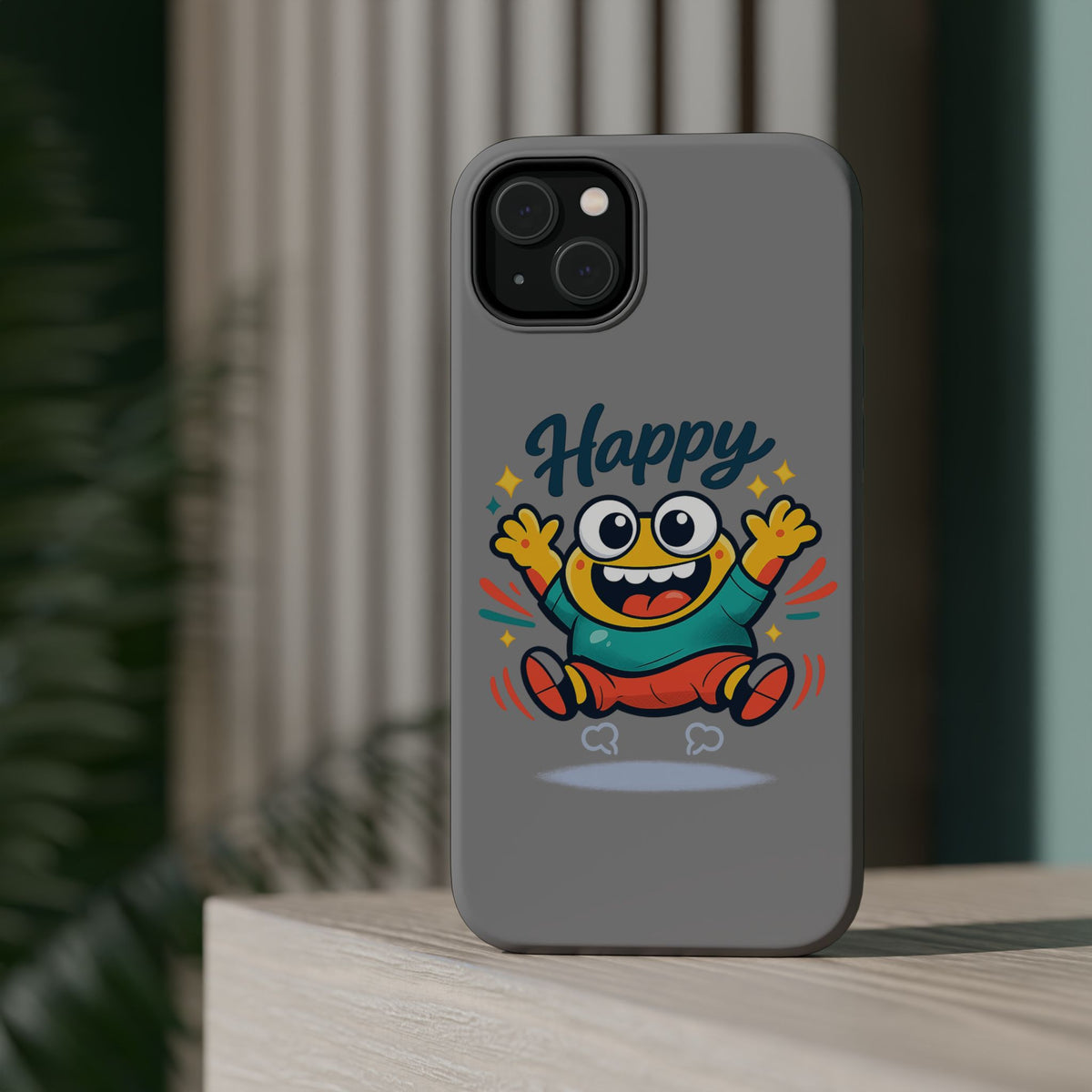 Happy Monster Magnetic Protective Phone Case Gray