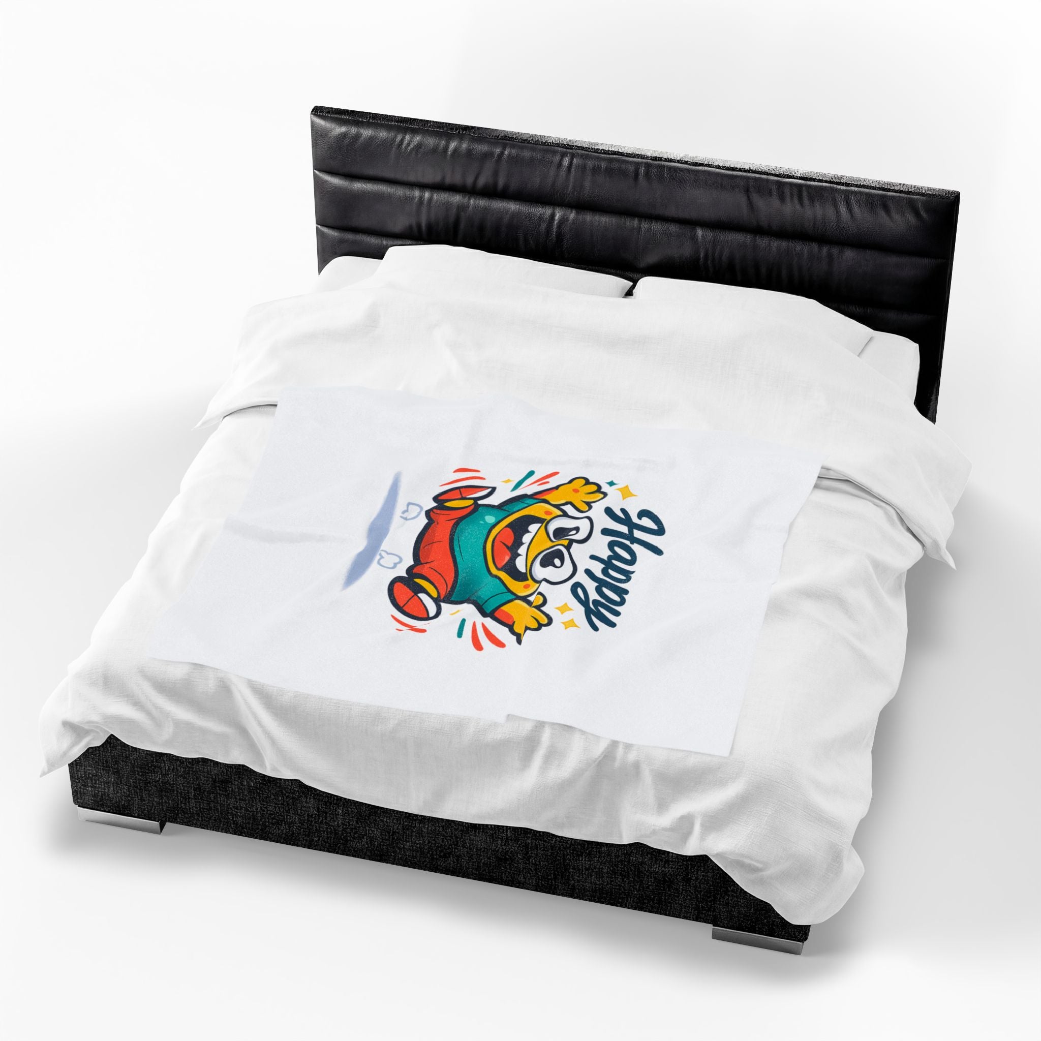 Happy Mood Face Velveteen Blanket - Cute Cartoon Throw