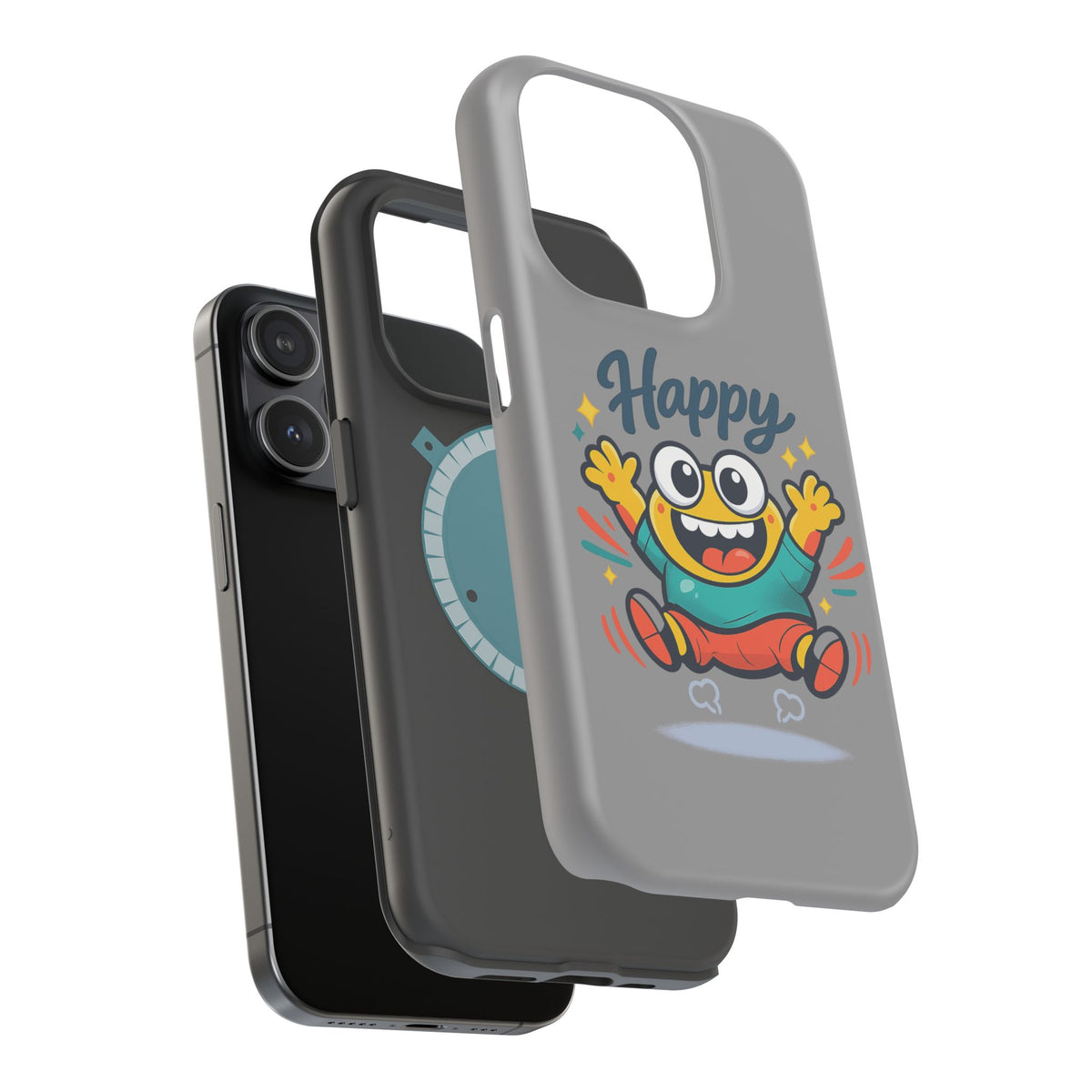 Happy Monster Magnetic Protective Phone Case Gray