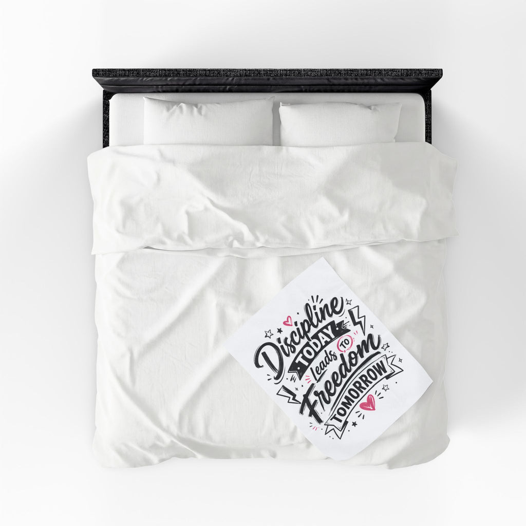 Velveteen Plush Blanket — "Discipline Today Leads to Freedom Tomorrow" Inspirational Throw Blanket